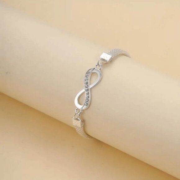 Infinity White Gold Diamond Anklet - Picture 2 of 4